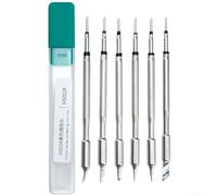 HS-02 HS02A Soldering Tip Collection, 6 Model Complete Set of Iron Tips Various Shapes for Electronics Circuit Board Repair Station
