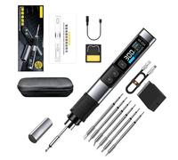 HS-02A 100W Portable Corded Soldering Iron Kit, 3S Fast Heating, 100-450°C, Pre-Set 3 Groups Temperature, 0.96" IPS Display Soldering Iron Tool for Electronics Repair, DIY (Full Set)