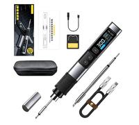 HS-02A 100W Portable Corded Soldering Iron Kit, 3S Fast Heating, 100-450°C, Pre-Set 3 Groups Temperature, 0.96" IPS Display Soldering Iron Tool for Electronics Repair, DIY (C2C Cable)