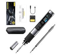 HS-02A 100W Portable Corded Soldering Iron Kit, 3S Fast Heating, 100-450°C, Pre-Set 3 Groups Temperature, 0.96" IPS Display Soldering Iron Tool for Electronics Repair, DIY (Standard)