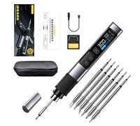HS-02A 100W Portable Corded Soldering Iron Kit, 3S Fast Heating, 100-450°C, Pre-Set 3 Groups Temperature, 0.96" IPS Display Soldering Iron Tool for Electronics Repair, DIY (6 Tips)