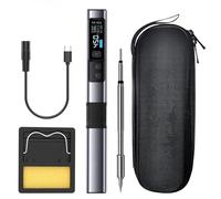 HS-02A Portable Constant-Temperature Soldering Station: 100W GaN-Powered Soldering Pen, 0.96" IPS Screen, 180-842°F Rapid Heat-Up in 2s, for Hobbyists & Professionals (1 Soldering Iron tip)
