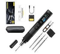 HS-02B 100W Portable Corded Soldering Iron Kit, 2S Fast Heating, 100-450°C, Pre-Set 3 Groups Temperature, 0.96" IPS Display Soldering Iron Tool for Electronics Repair, DIY (Full Set)