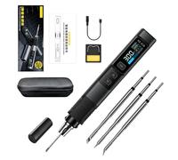 HS-02B 100W Portable Corded Soldering Iron Kit, 2S Fast Heating, 100-450°C, Pre-Set 3 Groups Temperature, 0.96" IPS Display Soldering Iron Tool for Electronics Repair, DIY (3 Tips)
