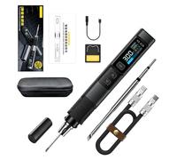HS-02B 100W Portable Corded Soldering Iron Kit, 2S Fast Heating, 100-450°C, Pre-Set 3 Groups Temperature, 0.96" IPS Display Soldering Iron Tool for Electronics Repair, DIY (C2C Cable)