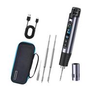 HS-03 Soldering Iron Kit Cordless, Rechargeable Soldering Iron Set 5 Speed Temperature Controlled, Pre-Set 7S, 250℃-450℃, 2600mAh Battery with 3 Soldering Tips for Welding Repair DIY Projects