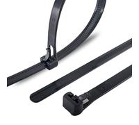 HS Adjustable Zip Toes Black (100 Pack) Wire Ties Reusable Zip Ties 10 Inch 50 LBS Cable Ties Releasable Heavy Duty Ratchet Tie Down Straps for Christmas Tree,String Lights,Mussy Wires