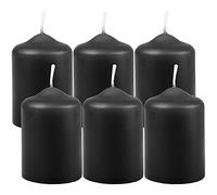 HS Candle Wax Candles Pillar Candles Black Diameter 4 cm x 6 cm (Pack of 6) Tea Light Diameter, Available in Many Colours - Made in the EU - Candles Block Candles - Wax