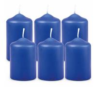 HS Candle Wax Candles Pillar Candles Blue Diameter 4 cm x 6 cm (Pack of 6) Tea Light Diameter in Many Colours - Made in EU - Candles Block Candles - Wax