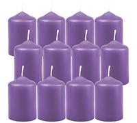 HS Candle Wax Candles Pillar Candles Purple Diameter 4 cm x 6 cm (Pack of 12) Tea Light Diameter in Many Colours - Made in EU - Candles Block Candles - Wax