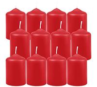 HS Candle Wax Candles Pillar Candles Red Diameter 4 cm x 6 cm (Pack of 12) Tea Light Diameter, Available in Many Colours - Made in the EU - Candles Block Candles - Wax