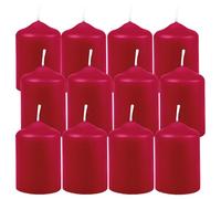 HS Candle Wax Candles Pillar Candles Ruby Red Diameter 4 cm x 6 cm (Pack of 12) Tea Light Diameter, Available in Many Colours - Made in the EU - Candles Block Candles - Wax