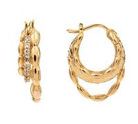 HS Edit CHAINS 18ct Yellow Gold Plate & Cubic Zirconia Triple Hoop Earrings