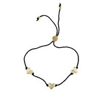 HS Edit HEARTS 18ct Yellow Gold Plated Sterling Silver Triple Heart Station Brown Cord Friendship Bracelet