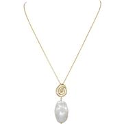HS Edit MOLTEN 18ct Yellow Gold Plated Sterling Silver Moulded Swirl Baroque Pearl Pendant Necklace