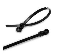 HS Plastic Ties with Screw Holes (100 Pack) 7.5 Inch Mount Head Electrical Zip Ties 50 LBS,UV Black
