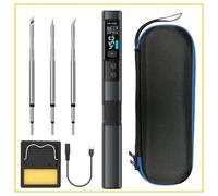 HS02B Electric Soldering Iron Kit PD 100W Constant Temperature Control 9-100W Adjustable for CNC Metal Shell 0.96 Inch HD Colour Screen Type-C Charging(Set 2- HS-02B)
