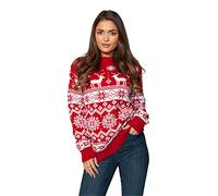 HSA New Mens Womens Unisex Jumper Christmas Xmas Novelty Retro Fairisle Santa Party Sweater Jumpers Nordic RED Exclusively to Ltd Sizes S/M/L/XL/2XL/3XL/4XL