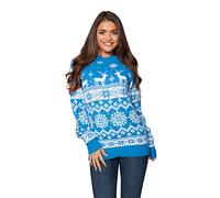 HSA New Mens Womens Unisex Jumper Christmas Xmas Novelty Retro Fairisle Santa Party Sweater Jumpers Nordic Blue Exclusively to Ltd Sizes - S/M/L/XL/2XL/3XL/4XL