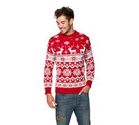 HSA New Mens Womens Unisex Jumper Christmas Xmas Novelty Retro Fairisle Santa Party Sweater Jumpers Nordic RED Exclusively to Ltd Sizes S/M/L/XL/2XL/3XL/4XL