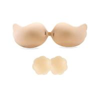 HSAJS Women's Strapless Adhesive Bra Stick on Bra Push Up Invisible Backless Bra Silicone Sticky Bra (as8, Numeric, jaspo_2X_o, jaspo_2X_ot, Beige, D)