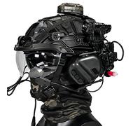 HSAPAZD Tactical Airsoft Paintball Fast Helmet with Visor Set, Tactical Multifunctional Protective NVG Brace for Multi-Soldier Military Sport Hunting Shooting.,BK Package H