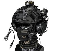 HSAPAZD Tactical Airsoft Paintball Fast Helmet with Visor Set, Tactical Multifunctional Protective NVG Brace for Multi-Soldier Military Sport Hunting Shooting.,BK Package G