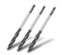 hsawbit 3pcs x 8mm x 165mm Wood Drill Bit, Auger Drill Bits for Wood 1/4 Inch Hex Shank Woodworking Hole Drill Bit