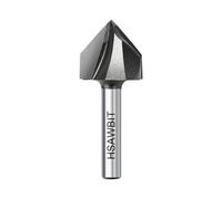 hsawbit Chamfer Router Cutter Bit, 1/4 Inch Shank, 22.2mm Dia. and 19.1mm Cut Height, 45 Degree V Groove Two Flute Tungsten Carbide Tipped