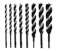 hsawbit Wood Drill Bit Set, 8pcs Auger Drill Bit Set Extra Long Wood Drill Bits 230mm*10mm/12mm/14mm/16mm/20mm/22mm/25mm/32mm