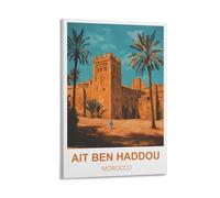 HSAYYIII Ait Ben Haddou Morocco Vintage Travel Poster 16x24inch(40x60cm) Canvas Art Poster And Wall Art Picture Print Bedroom Decor