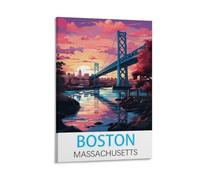 HSAYYIII Boston Massachusetts Vintage Travel Posters 08x12inch(20x30cm) Canvas Art Poster And Wall Art Picture Print Bedroom Decor