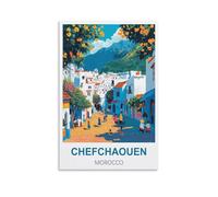 HSAYYIII Chefchaouen Morocco Vintage Travel Poster 12x18inch(30x45cm) Canvas Art Poster And Wall Art Picture Print Bedroom Decor