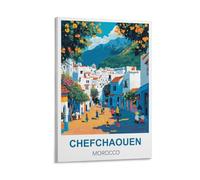 HSAYYIII Chefchaouen Morocco Vintage Travel Poster 20x30inch(50x75cm) Canvas Art Poster And Wall Art Picture Print Bedroom Decor