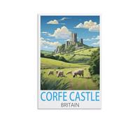 HSAYYIII Corfe Castle Britain Vintage Travel Posters 08x12inch(20x30cm) Canvas Art Poster And Wall Art Picture Print Bedroom Decor