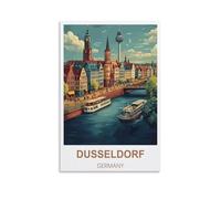 HSAYYIII Dusseldorf Germany Vintage Travel Poster 08x12inch(20x30cm) Canvas Art Poster And Wall Art Picture Print Bedroom Decor