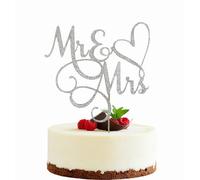 HSC 1PC Silver Paper Wedding Cake Topper Love Heart Design Cake Decoration Bridal Shower Cupcake Toppers Party Supplies (6.7x6.1 Inches)
