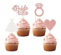 HSC 24Pcs Bride to Be Cupcake Toppers, Bride to Be Decorations, Rose Gold White Glitter Cupcake Toppers for Bridal Shower Bachelorette Hen Party Supplies Engagement Decorations