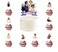 HSC 25 Pcs Singer Cake Toppers, Paper Cake Decorations with DIY Large Topper (5.31x5.11Inch), 8 Styles Small Toppers 3.74Inch, Birthday Party Supplies