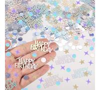 HSC 500pcs Table Confetti, Birthday Confetti,Circle Four-Pointed Star Five-Pointed Star, PVC Table Decorations for Birthday Party, DIY Card Making Invitation Crafts Decor