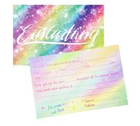 HSC 50pcs Party Invitations Kids, Kids Party Invitations, Birthday Invites, German Rainbow Theme Cards 15x10cm