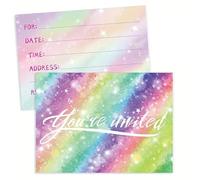 HSC 50pcs Party Invitations Kids, Kids Party Invitations, Birthday Invites, Rainbow Theme Cards 15x10cm