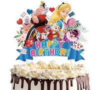 HSC Alice in Wonderland Party Decorations - Alice in Wonderland cake toppers with 4 Characters (Alice, Queen, White Rabbit, Cheshire Cat) - Fairy Cake Toppers for Girl‘s Birthday Party - 1PC