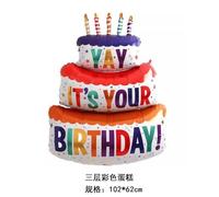 HSC Balloons for Birthday - 2pcs 64x102cm. Helium Balloon, Aluminum Foil Balloon Three-Layer Cake Design with "YAY IT'S YOUR BIRTHDAY!",Birthday Balloons for Men or Women
