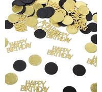 HSC Birthday Confetti,Birthday Confetti for Table,Birthdays Table Decorations-Glitter Scatter and Circle Dots, Black and Gold Party Decorations for Parties Baby Showers