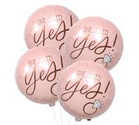 HSC Bride to Be Balloons & Hen Party - 4 Pcs Pink Foil Round Balloons 22" with SHE SAID YES! Diamond Ring Design, Bridal Shower Wedding Bachelorette Party Supplies