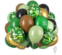 HSC Dark Green Balloons, Green and Gold Balloon, Green Birthday Decorations, 12 Inch 35pcs Army Party Balloons for Jungle Theme Birthday, Hunting, Camping, Baby Shower Decoration