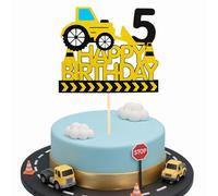 HSC Digger Cake Topper, Construction Cake Topper, Happy Birthday 5th Digger Cake Decoration,5th birthday decorations boy