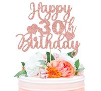 HSC Happy 30th Birthday Cake Topper, 30 Cake Topper, 30th Birthday Decorations for Women, Rose Gold Glitter Paper Cake Decorations, Ideal for 30-Year-Old Party & Anniversary Celebrations