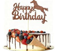 HSC Horse Cake Topper with Jumping Horse Design, Brown Paper Cake Decoration, 1pc, Birthday Wedding Baby Shower Halloween Thanksgiving Party Dessert Decorations, Horse Cake Decorations (Brown)
